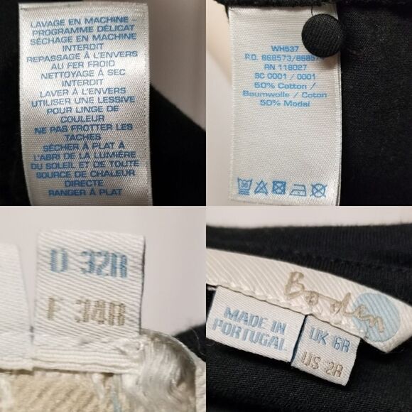 Boden Black Peter Pan Collar Leaf Print 3/4 Sleeve Shift Dress Size 2 Regular - Picture 11 of 12